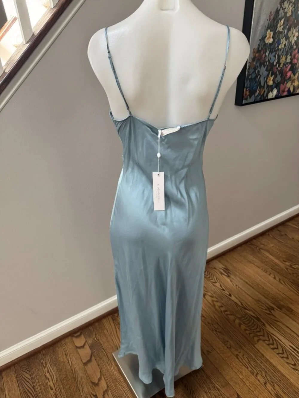 NWT JONATHAN SIMKHAI STANDARD Eliza Cutout Silk Slip Dress Cove Blue Size Small - Picture 6 of 6
